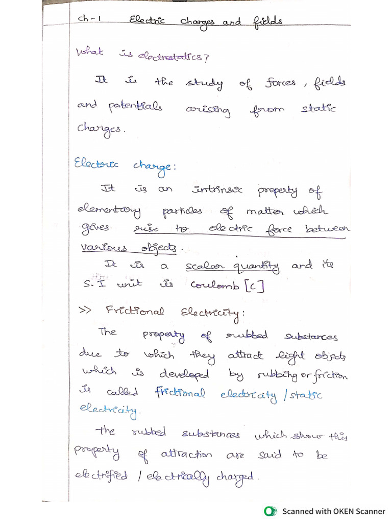Ch-1 - Electric Field and Charges (Part 1) | PDF