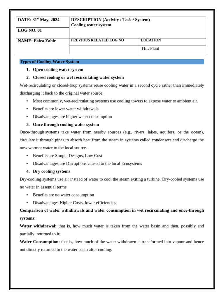 Cooling Water System | PDF | Heat Exchanger | Water
