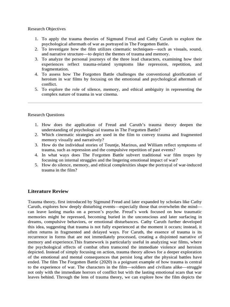 Literature Review Mphil 1 FB | PDF | Psychological Trauma | Sigmund Freud
