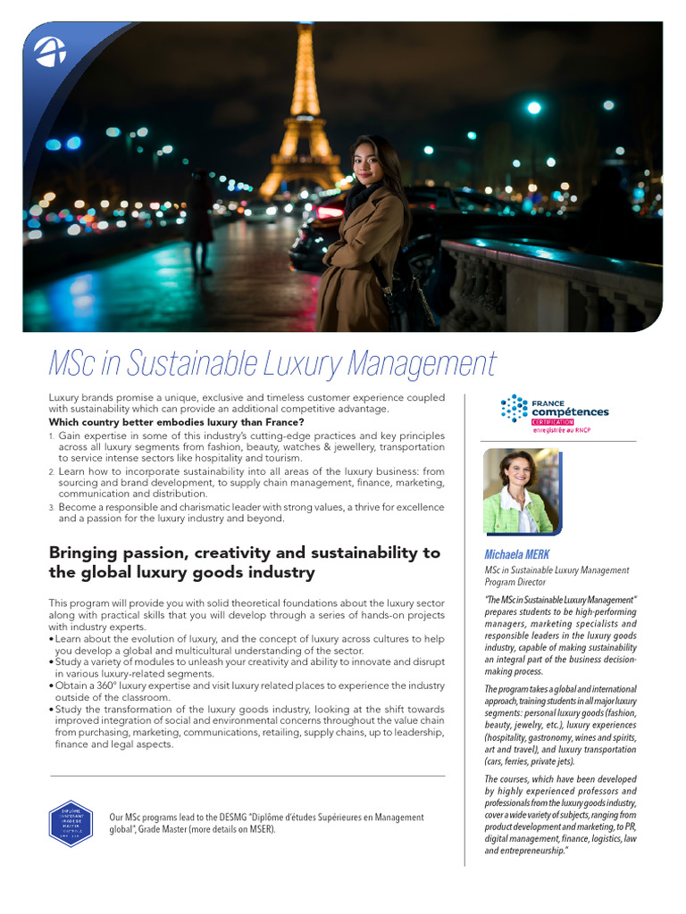 Audencia MSC in Sustainable Luxury Management | PDF | Academic Degree ...