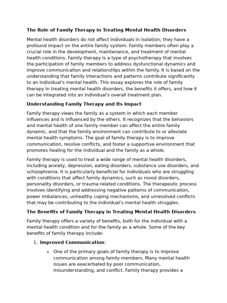 Family Therapy for Mental Health Treatment | PDF | Mental Health ...