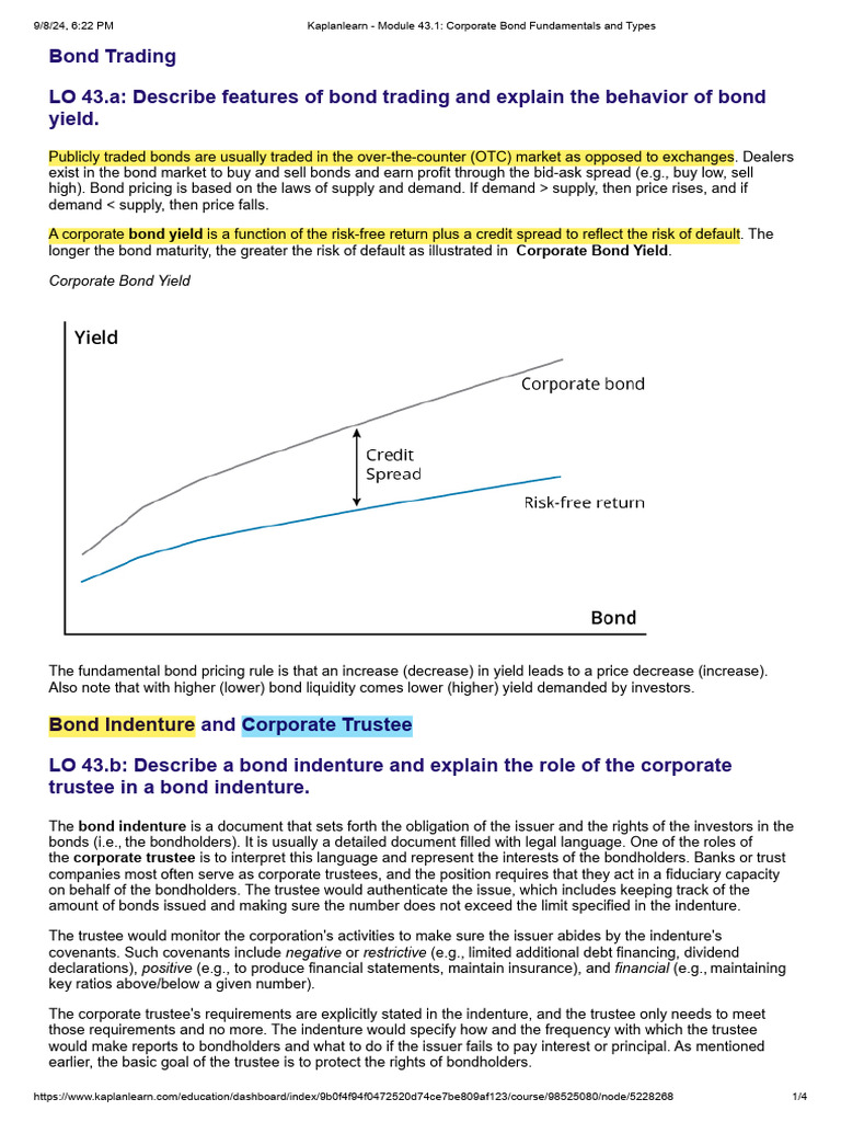 43.1 - Corporate Bond Fundamentals and Types | PDF | Bonds (Finance