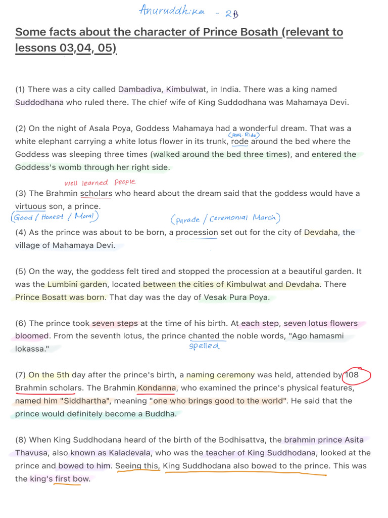 Some Facts About The Character of Prince Bosath (Relevant To Lessons ...