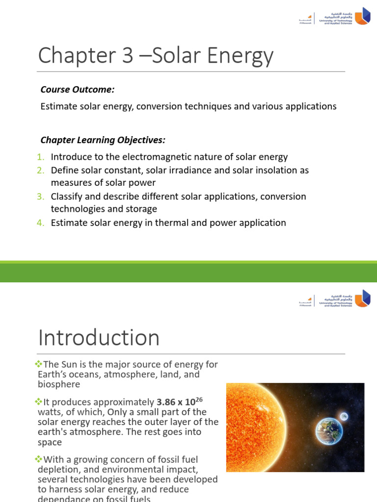 Solar Energy: Applications & Techniques | PDF | Solar Energy | Sun