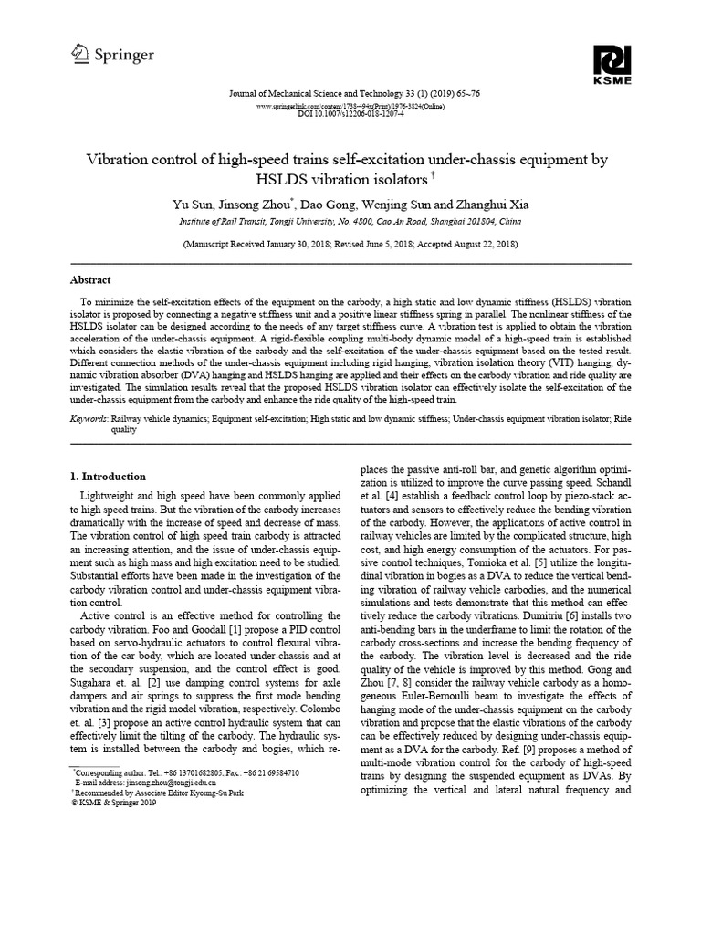 Vibration Control for High-Speed Trains | PDF | Spectral Density ...