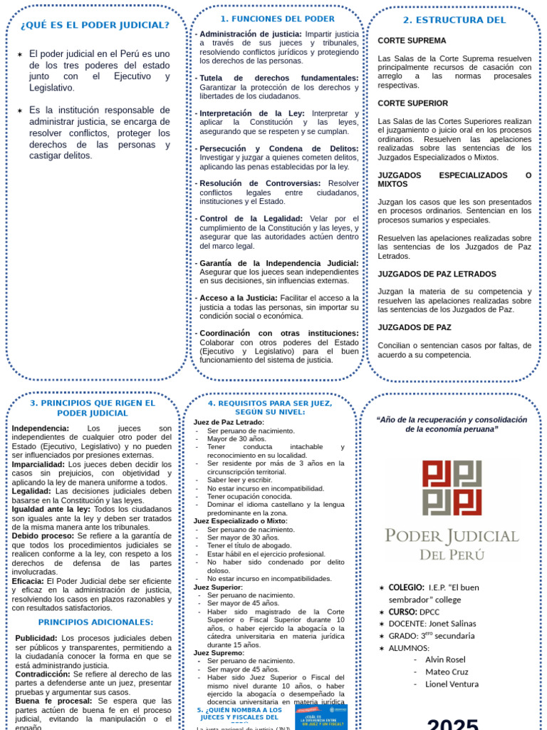 Funciones y Estructura del Poder Judicial | PDF | Judicaturas | Juez