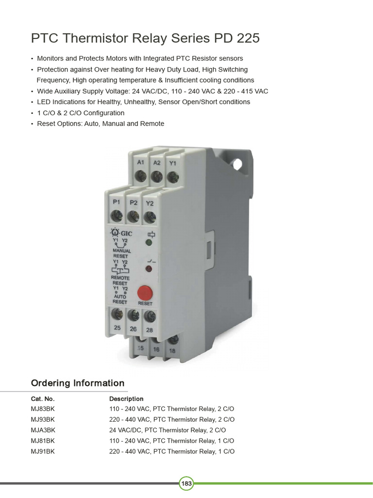 PD225 PTC Thermistor Relay Overview | PDF | Alternating Current | Relay