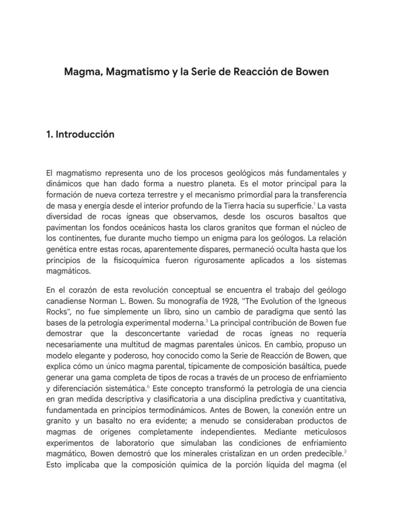 Magmatismo y Serie de Reacción de Bowen | PDF | Magma | Roca ígnea