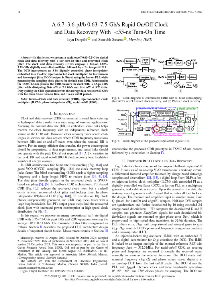Rapid On/Off Clock Data Recovery System | PDF | Computer Engineering