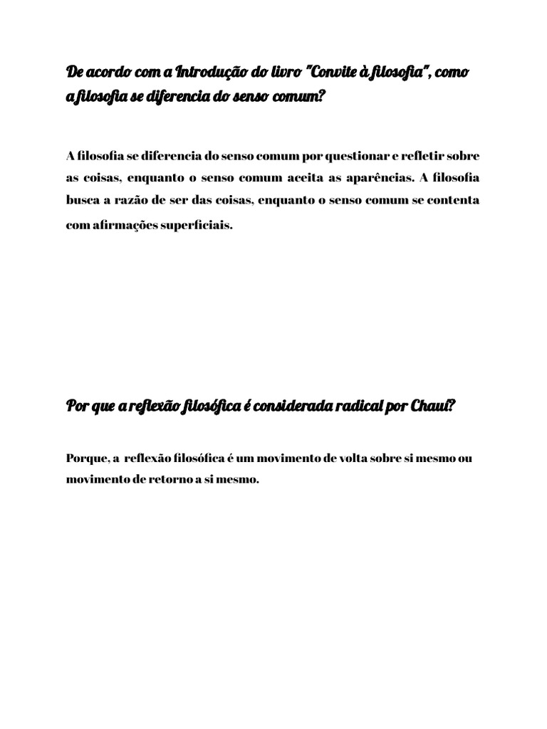Diferenças entre Filosofia e Senso Comum | PDF