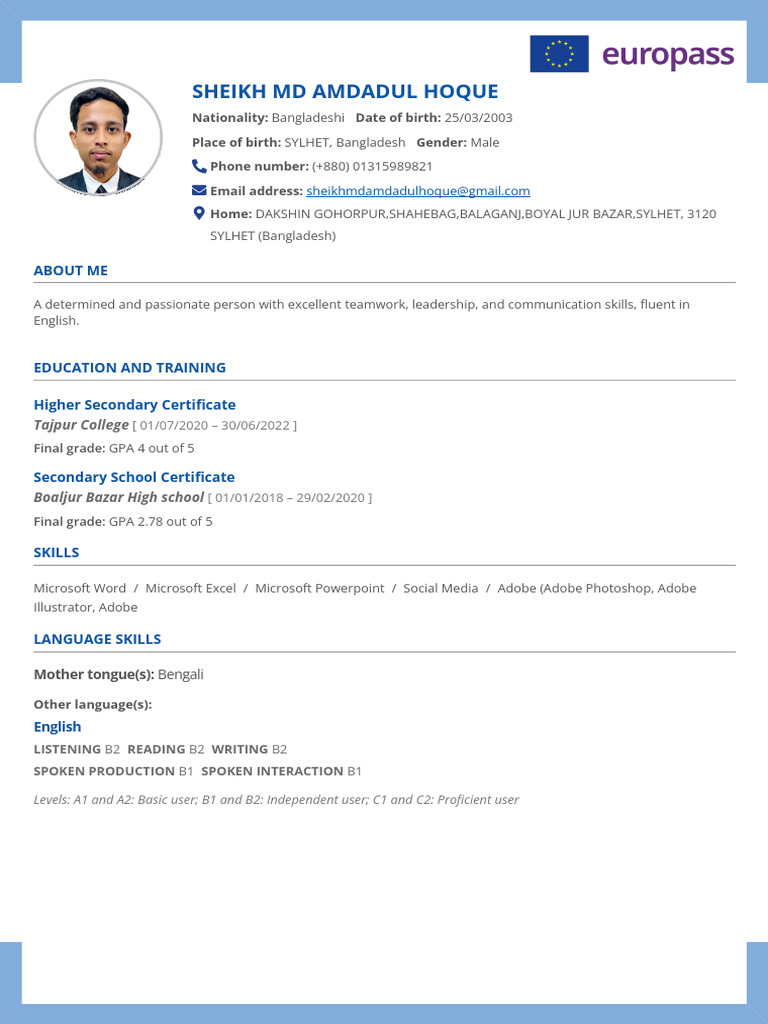 Profile of Sheikh Md Amdadul Hoque | PDF