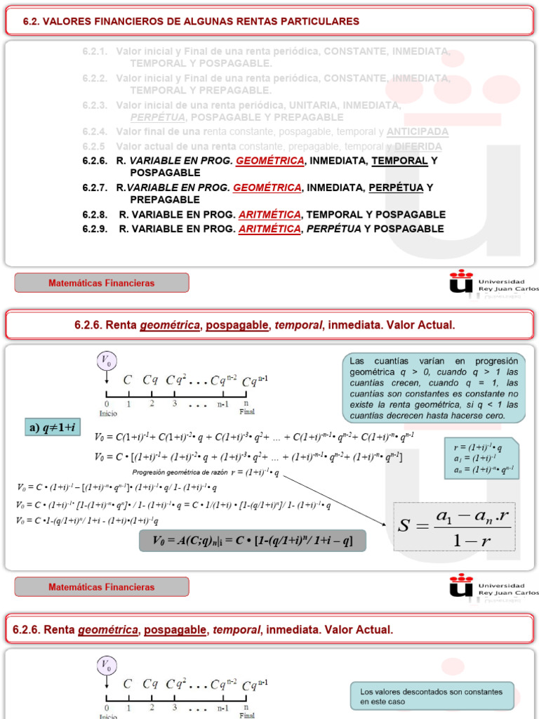 T6 Valoración de Rentas Financieras III | PDF | Matemáticas