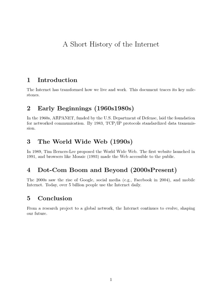 Evolution of the Internet: Key Milestones | PDF
