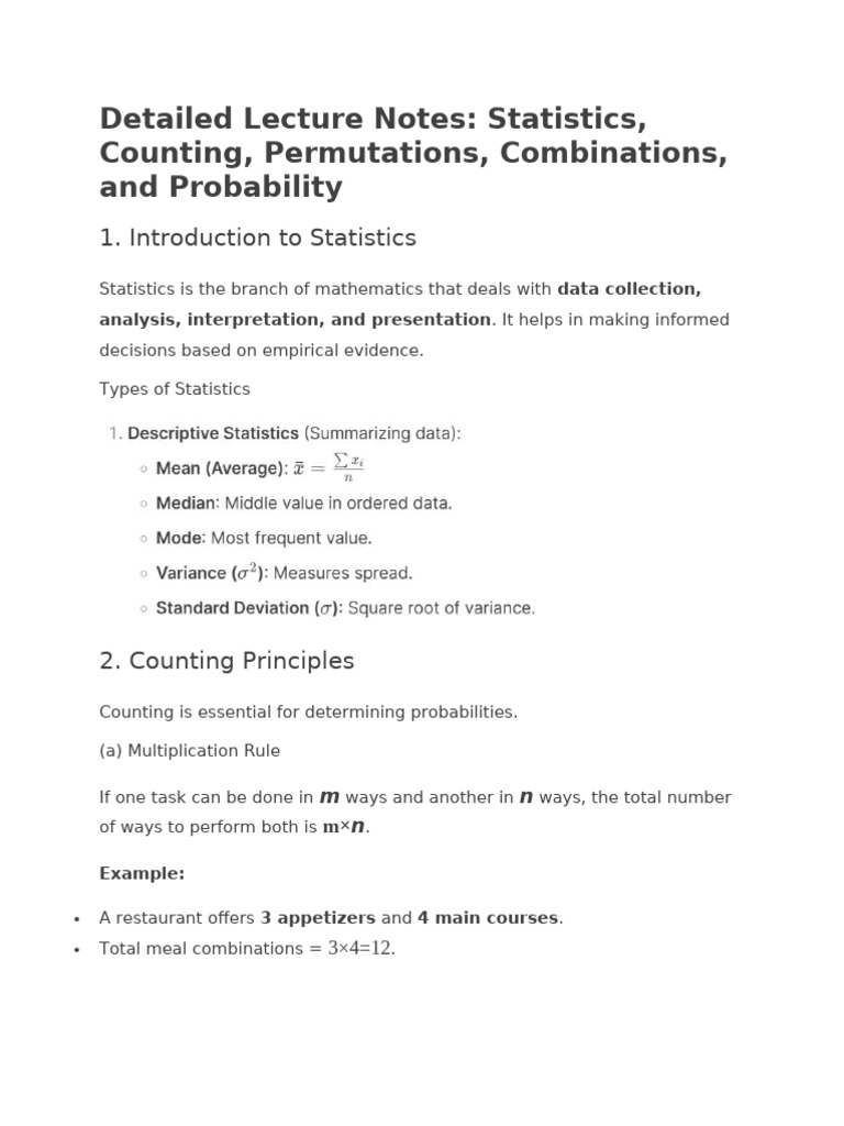 Statistics: Counting, Permutations, Probability | PDF | Probability ...