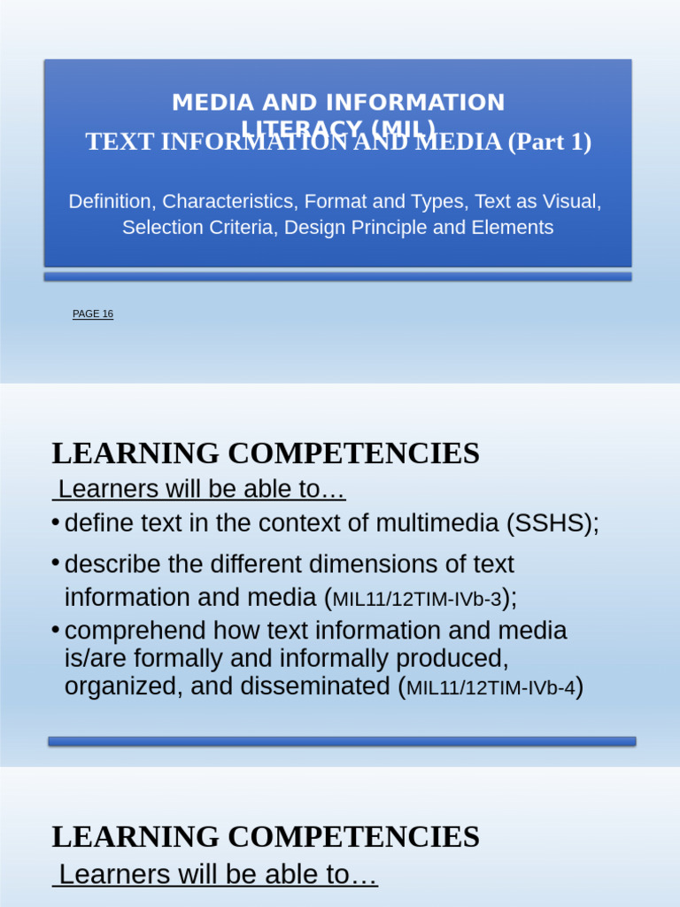 W5-Mediaand Information Literacymil-Text Informationandmediapart1 ...