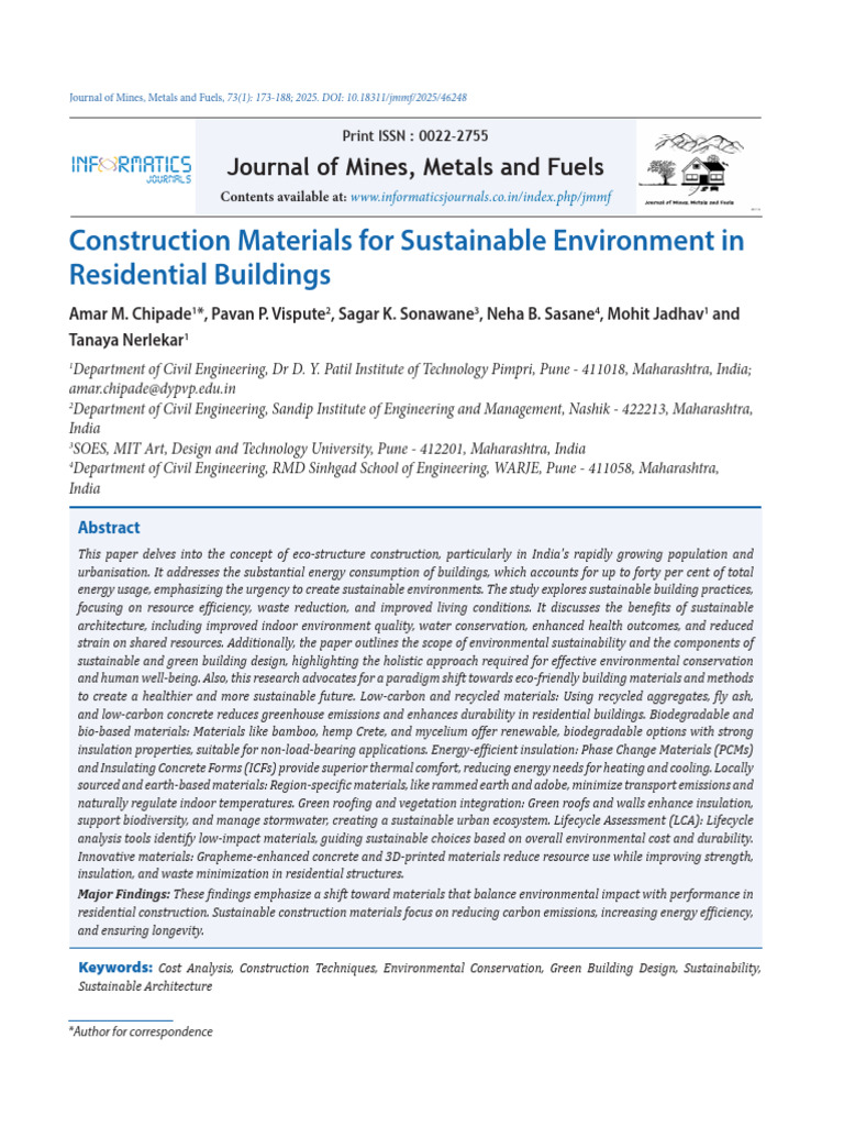 Sustainable Building Materials in India | PDF | Sustainability | Life ...