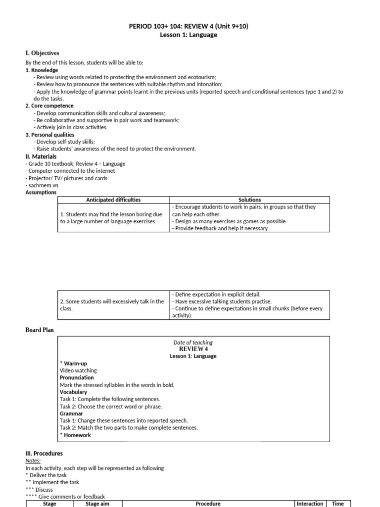 Eco-Friendly Language Review Lessons | PDF | Stress (Linguistics ...