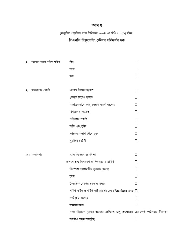 Editable - CNG - Refuelling Station Inspection Report | PDF