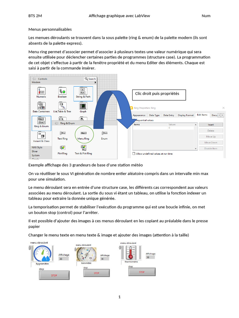 Affichage graphique LabView : Menus et Graphes | PDF | Structure de ...