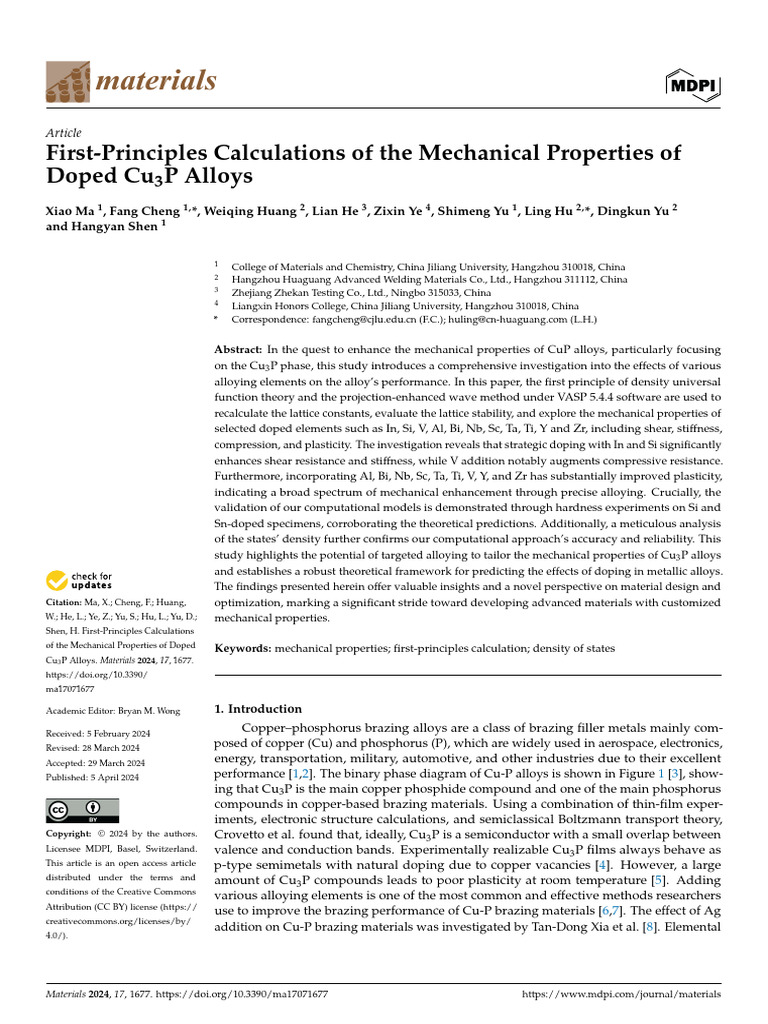 materials-17-01677-v2 | PDF | Young's Modulus | Hardness