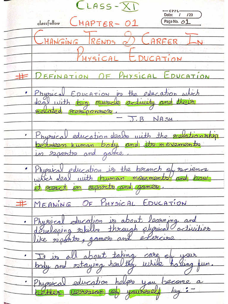 Phy. Edu. (XI) Chapter - 1 | PDF