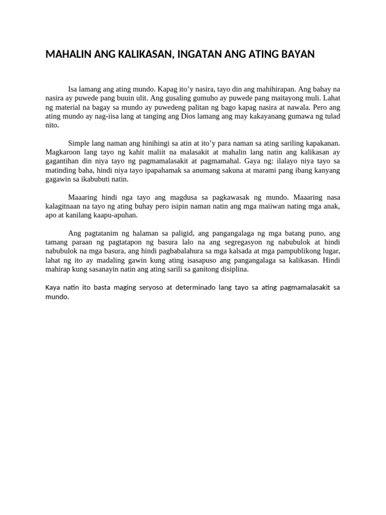 Mahalin Ang Kalikasan | PDF