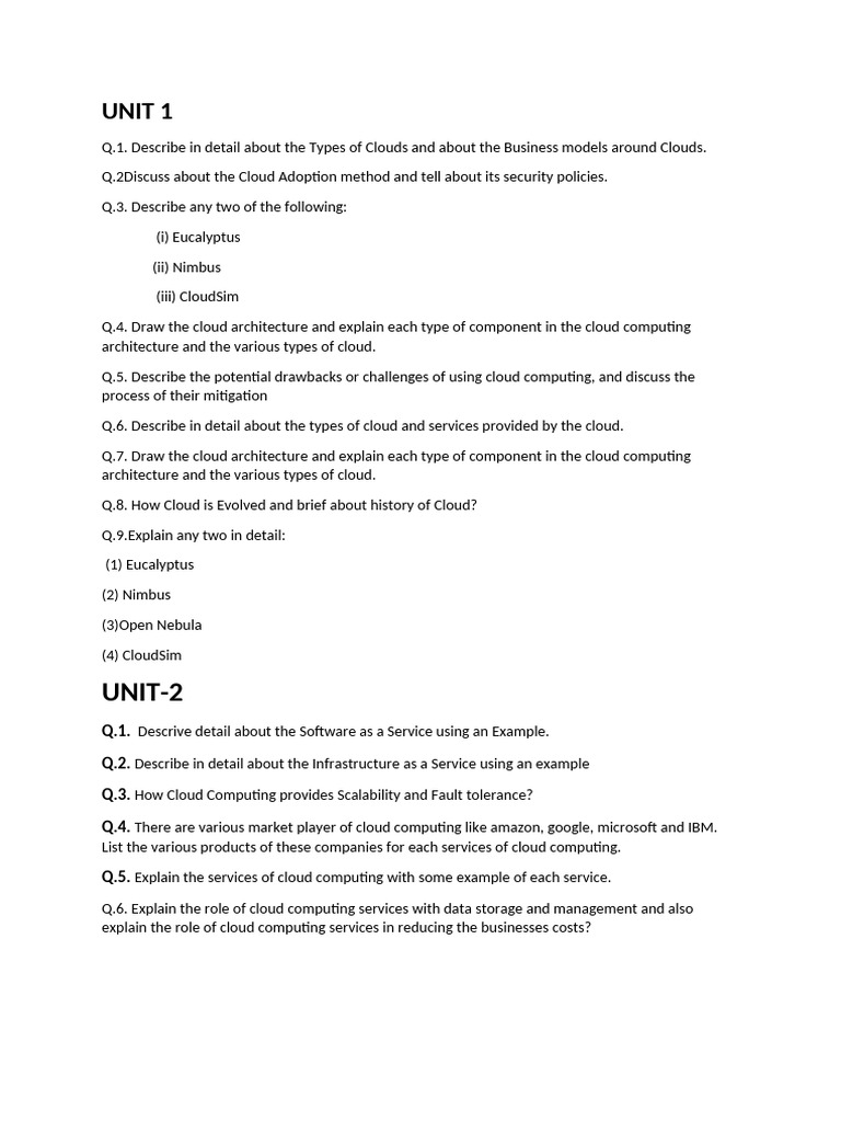Unit 2 | PDF | Cloud Computing | Software As A Service