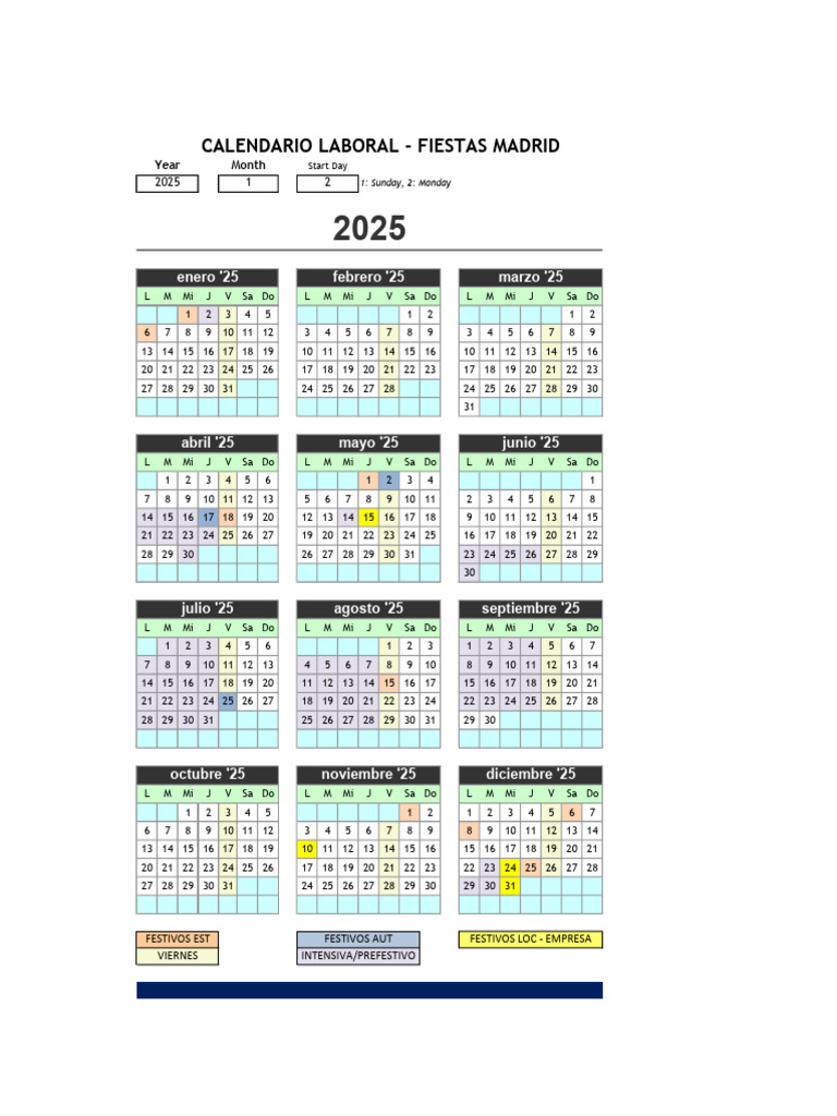 Calendario Laboral 2025 Madrid PDF | PDF