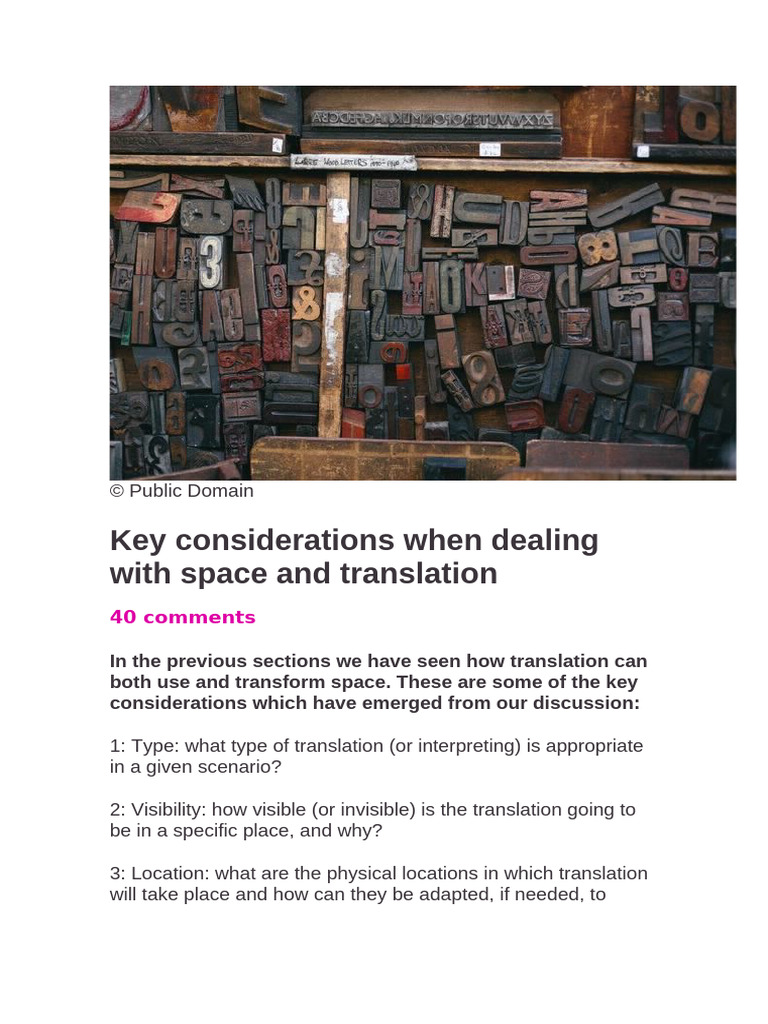 Key Considerations in Translation Space | PDF