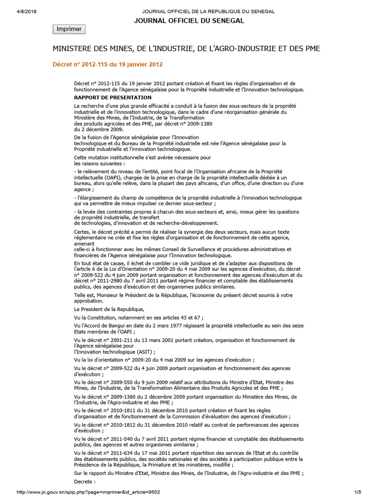Création de l'ASPIT au Sénégal | PDF | Comptabilité