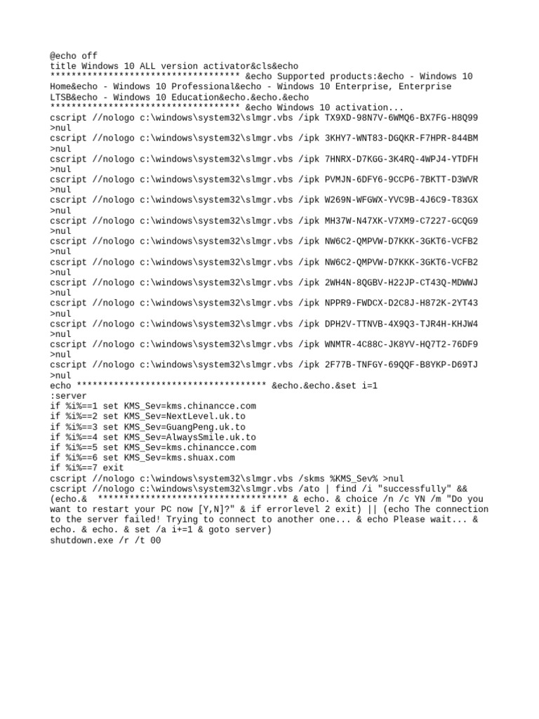Windows 10 Activation Script Guide | PDF