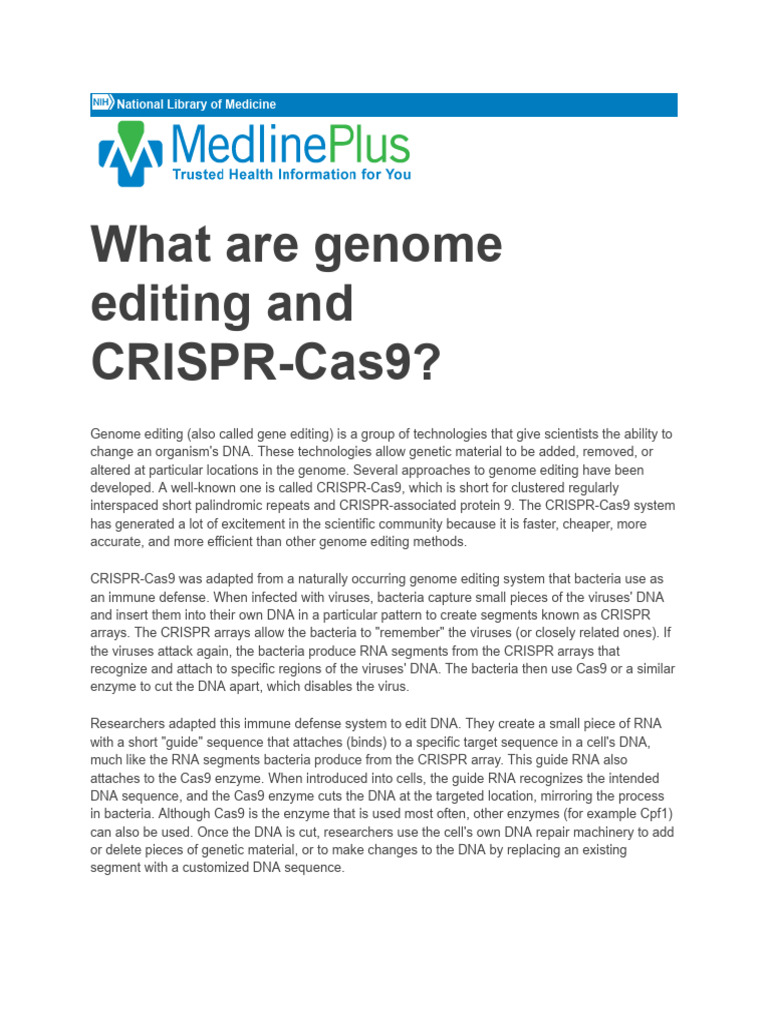What Are Genome Editing and CRISPR-Cas9 | PDF | Crispr | Genome