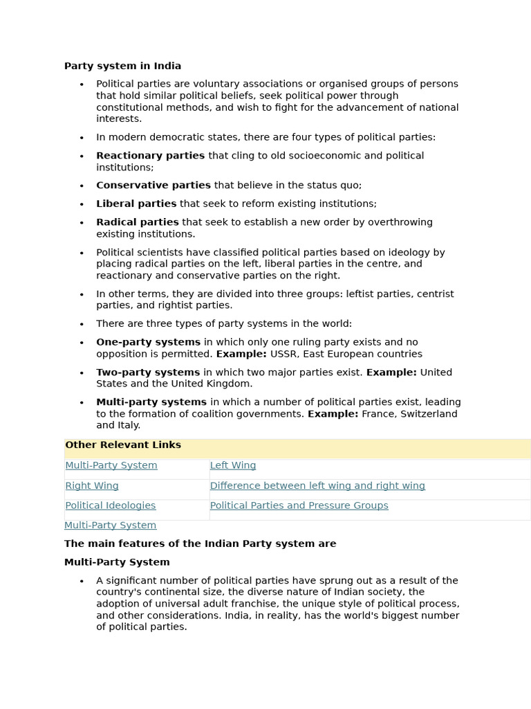 Overview of India's Political Party System | PDF | Political Parties ...