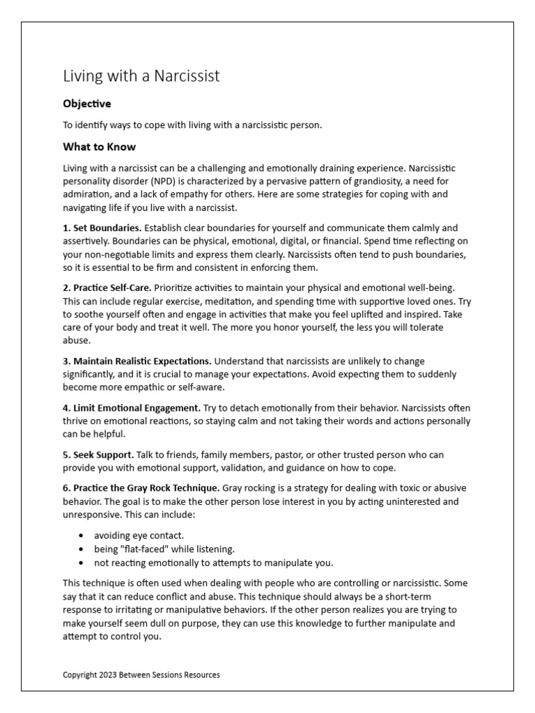 Living With A Narcissist 091923 | PDF | Narcissism | Psychology
