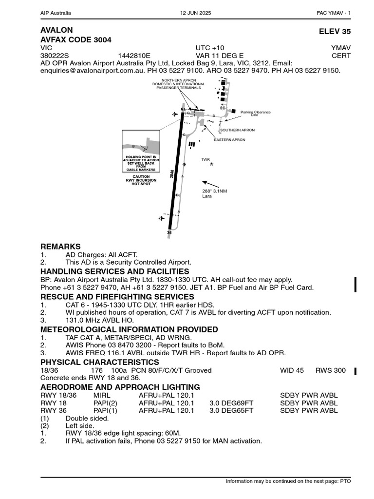 Avalon Airport Operations Overview | PDF | Air Traffic Control | Airport