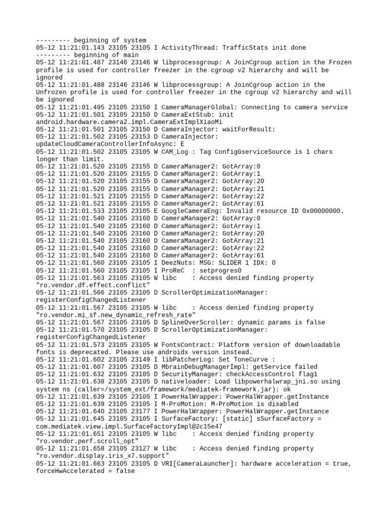 Android Camera System Log Analysis | PDF | Computing | Software