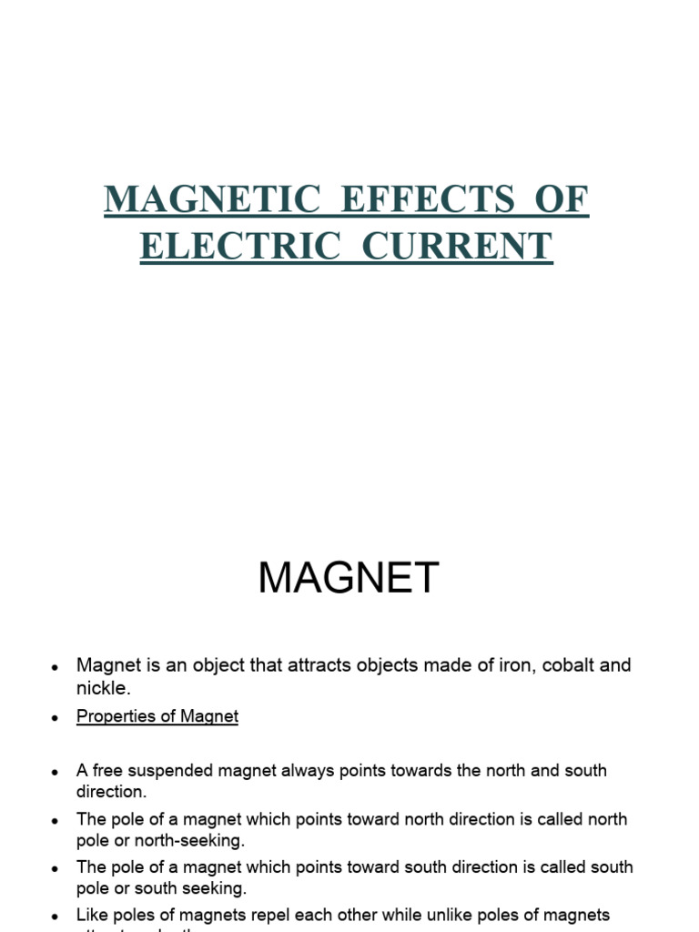 Magnetic Effects of Electric Current | PDF | Magnetic Field ...