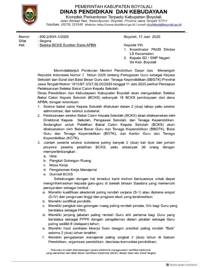 Surat Edaran Bcks | PDF
