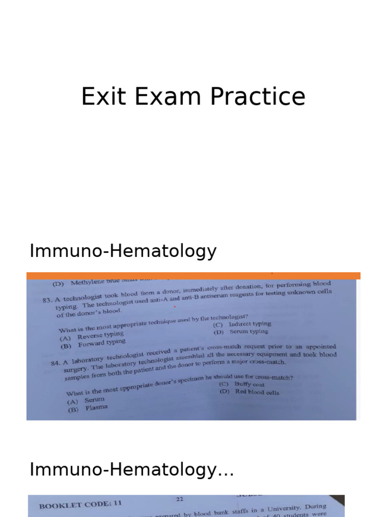 Exit Exam Practice - ImmunoHema | PDF