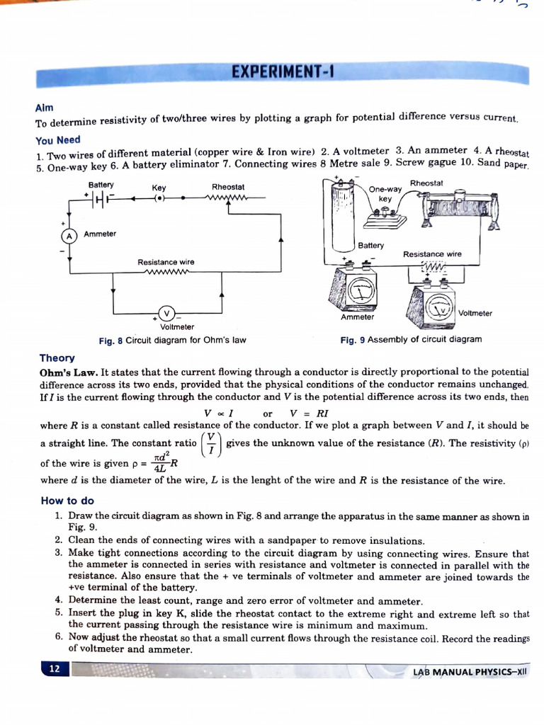 Physics Practical: Resistivity Experiment | PDF | Mirror | Electricity