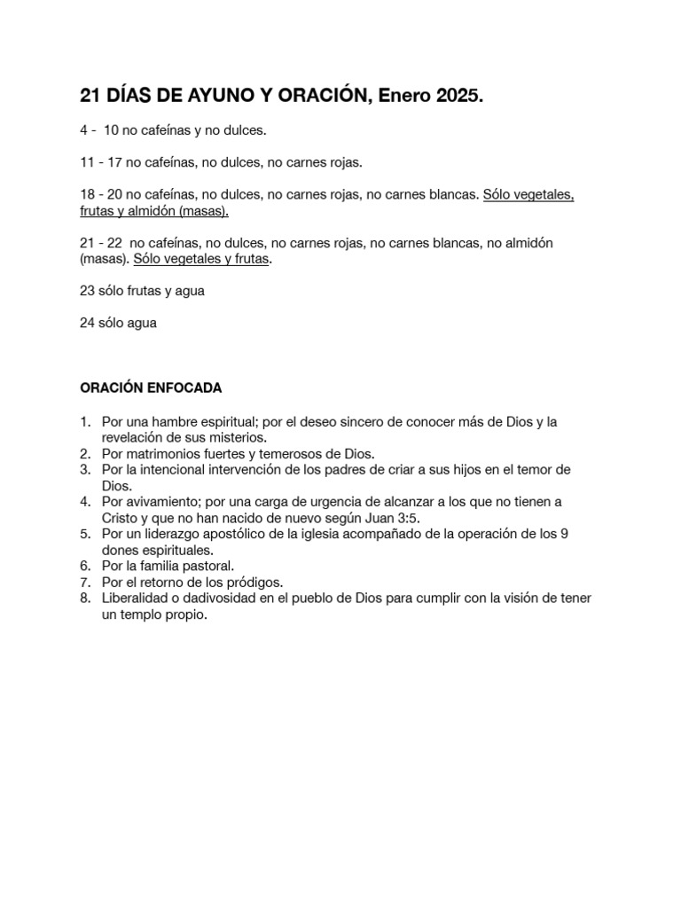 Ayuno y Oración: 21 Días de Enfoque | PDF