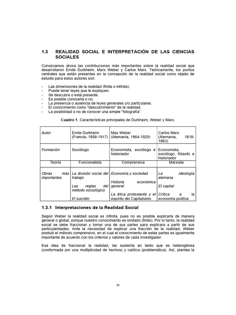 Interpretaciones de la Realidad Social | PDF | Emile Durkheim | Karl Marx