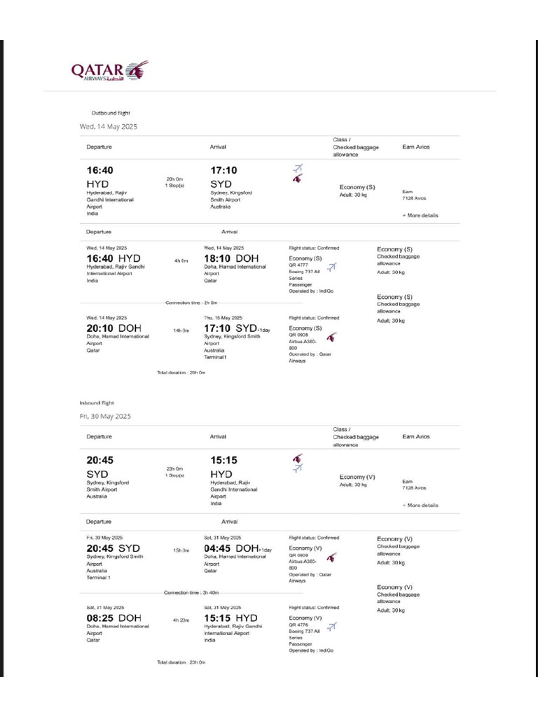 Qatar Airways Ticket PDF