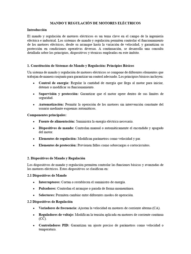 Mando y Regulación de Motores Eléctricos | PDF | Relé | Motor eléctrico