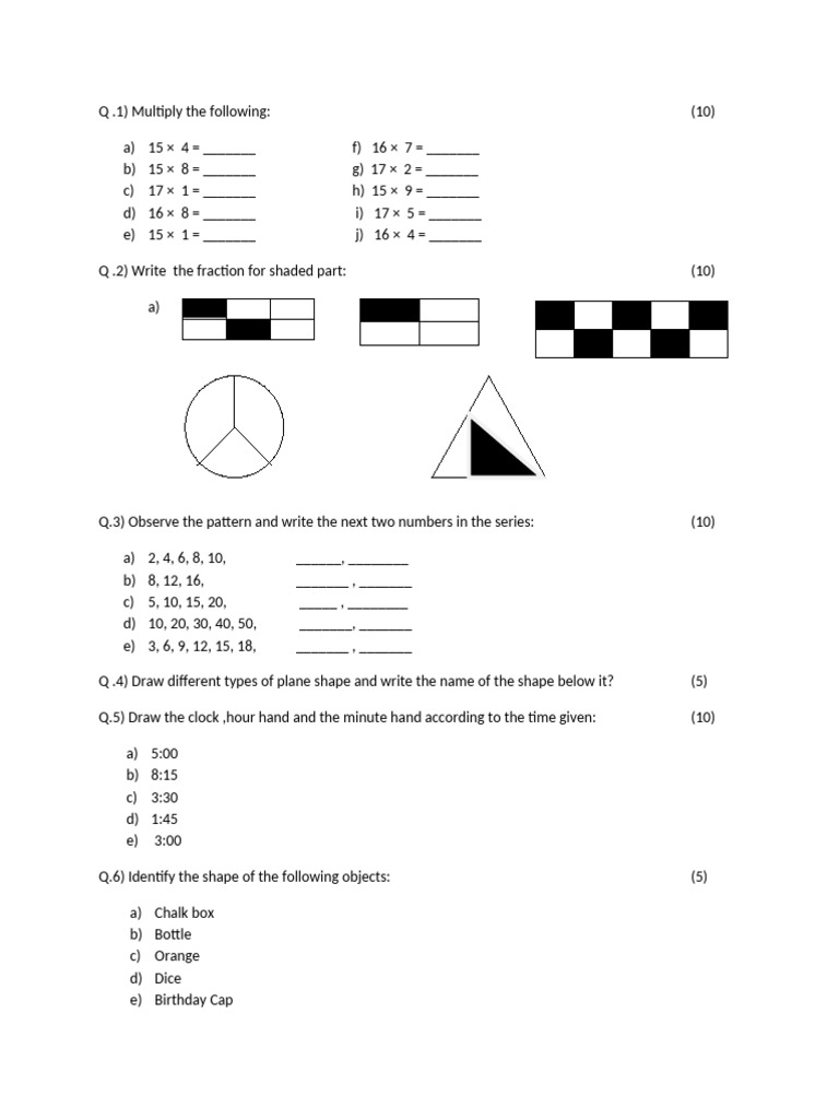 Grade 3 Math Practice Questions | PDF