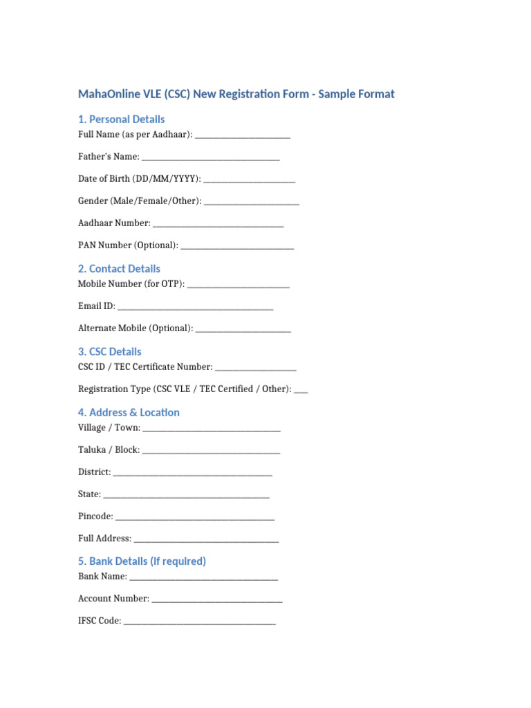 MahaOnline VLE Registration Form | PDF