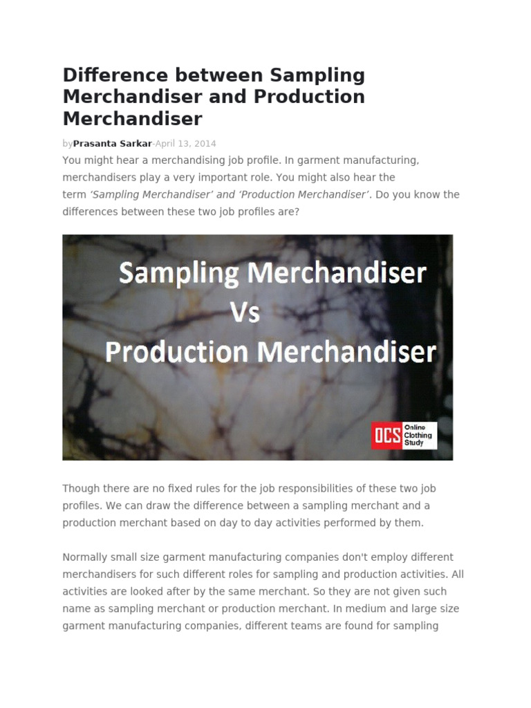 Difference Between Sampling Merchandiser and Production Merchandiser ...