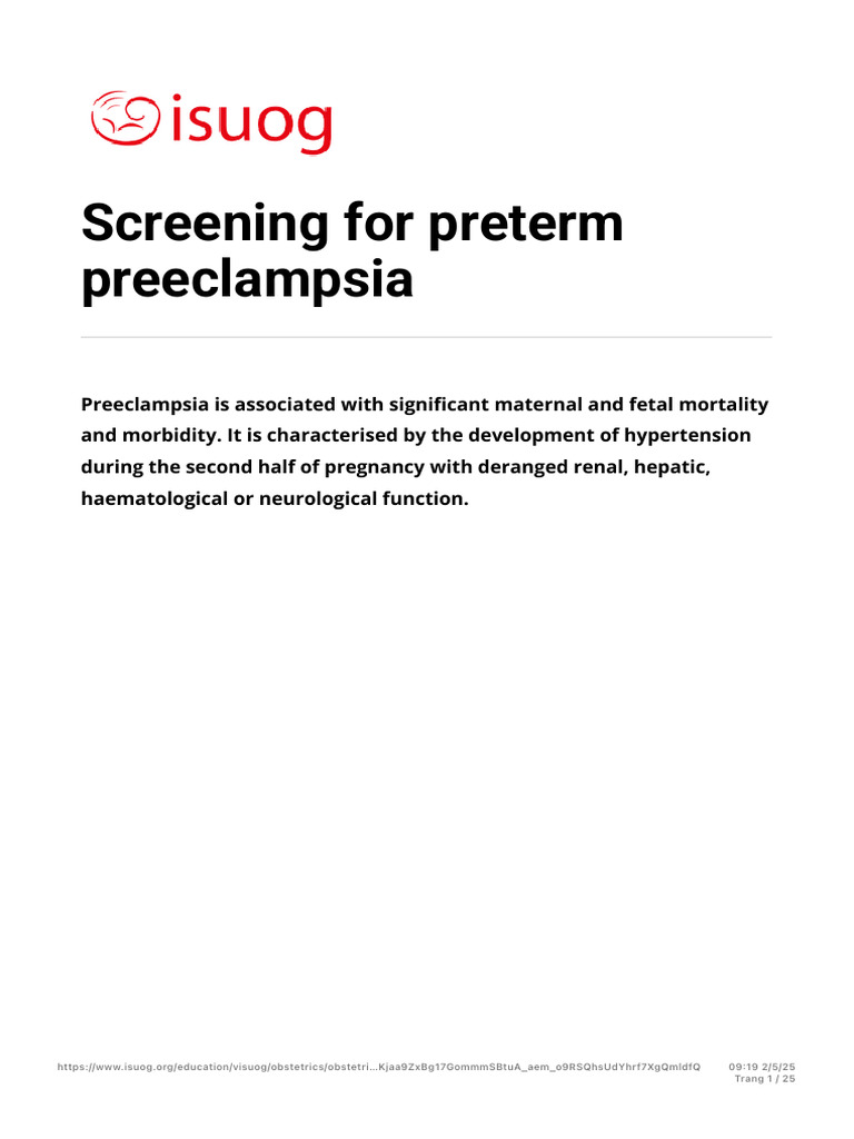 First Trimester Preeclampsia Screening | PDF | Motherhood | Health Sciences