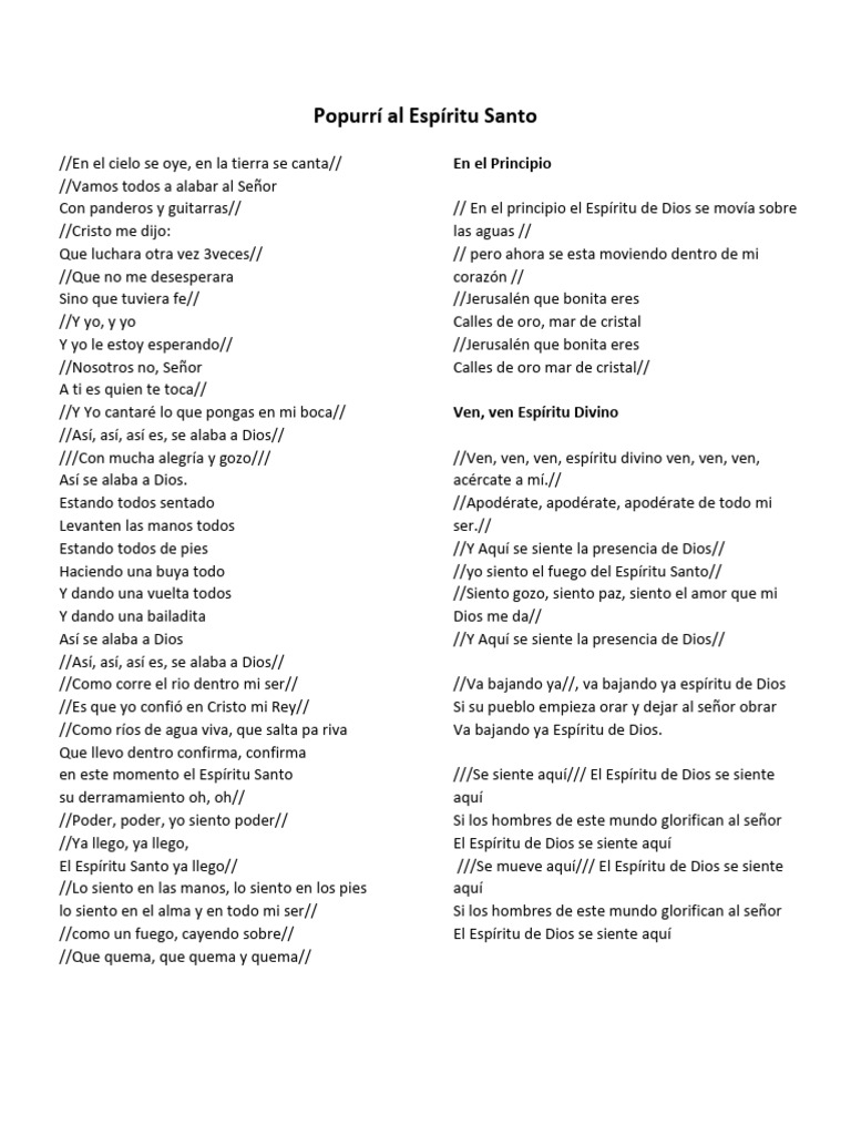 Alabanza y Poder del Espíritu Santo | PDF | espíritu Santo | Creencia ...