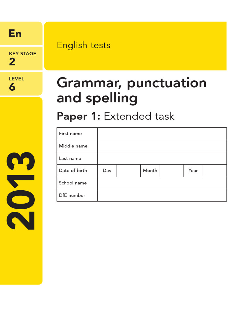 KS2 English Grammar Test Instructions | PDF | Writing | Written ...